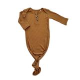 Caramel Ribbed Knotted Baby Gown