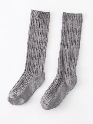 Gray Knit Knee High Sock