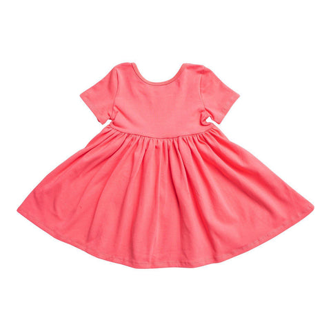 Coral Short Sleeve Twirl Dress