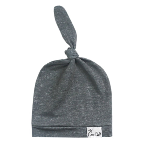 Top knot newborn hat - “Slate”