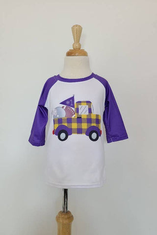 Purple And Gold Football Truck Raglans
