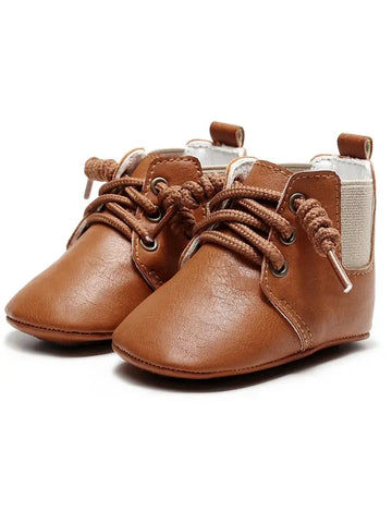 Lace Up Booties - Brown