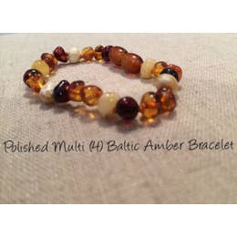 Polished Multi Baltic Amber Bracelet for Baby, Infant, Toddler, Big Kid