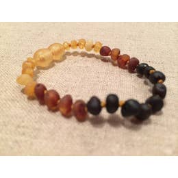 Raw 5.5 inch Rainbow Baltic Amber Bracelet for Baby, Infant, Toddler
