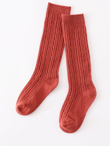 Rust Knit Knee High Sock